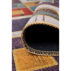 Patchwork Area Rug – Washable Non Slip Multicolor Cotton Carpet with Soft Microfiber