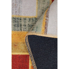Patchwork Area Rug – Washable Non Slip Multicolor Cotton Carpet with Soft Microfiber