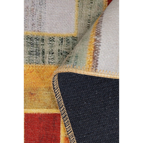 Patchwork Area Rug – Washable Non Slip Multicolor Cotton Carpet with Soft Microfiber