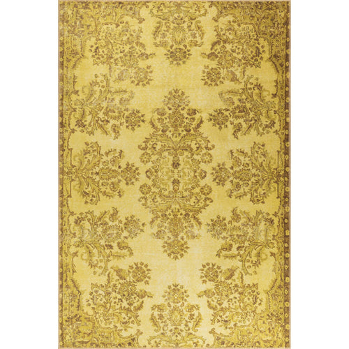 Vintage Cotton Area Rug - Washable Non Slip Yellow Soft Microfiber Carpet