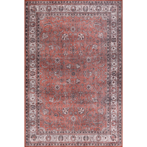 Digital Print Area Rug - Burgundy Cotton Washable Non Slip Decorative Carpet