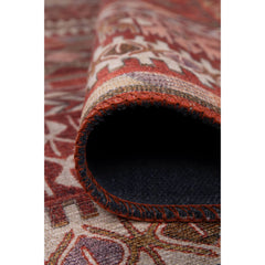 Digital Print Area Rug - Burgundy Cotton Washable Non Slip Decorative Carpet