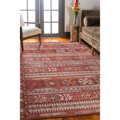 Ethnic Cotton Area Rug – Washable Non Slip Red Soft Microfiber Carpet