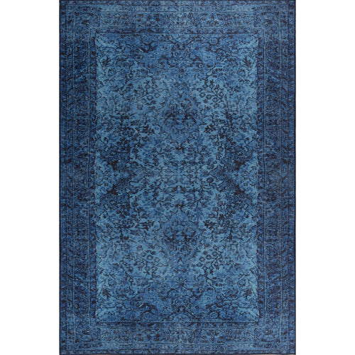 Vintage Cotton Area Rug – Washable Non Slip Blue Soft Microfiber Rug