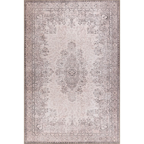 Digital Print Area Rug – Beige Medallion Pattern Soft Microfiber Carpet by Artloop