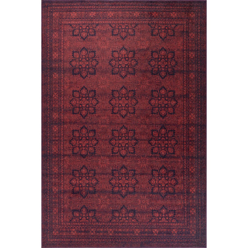 Vintage Cotton Area Rug - Washable Non Slip Red Polyester Woven Rug