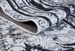 Grey Area Rug - Digital Print Rug With Figured Pattern | Non Slip Antibacterial Carpet