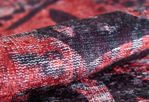 Red Design Area Rug – Digital Print Rug | Non Slip, Antibacterial Carpet