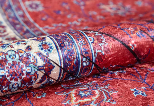 Digital Print Area Rug - Red Stylish Non Slip Antibacterial Carpet for Living Room