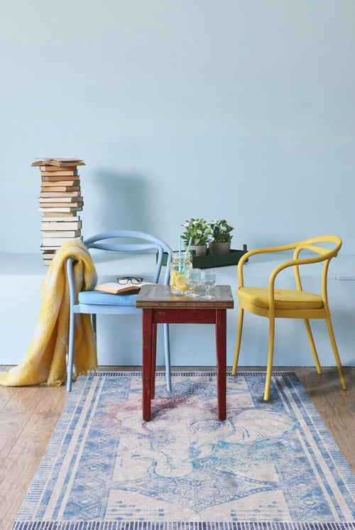 Kamiensk Blue Figured Digital Print Area Rug