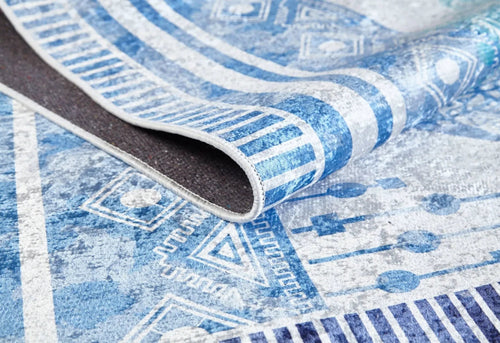 Kamiensk Blue Figured Digital Print Area Rug