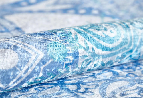 Kamiensk Blue Figured Digital Print Area Rug