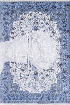 Blue Area Rug - Digital Print Carpet, Non Slip, Antibacterial & Washable Floor Covering
