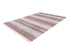Kartuzy Cream Striped Digital Print Area Rug
