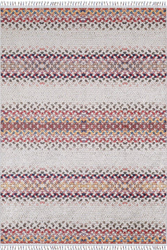 Kartuzy Cream Striped Digital Print Area Rug