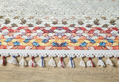 Kartuzy Cream Striped Digital Print Area Rug