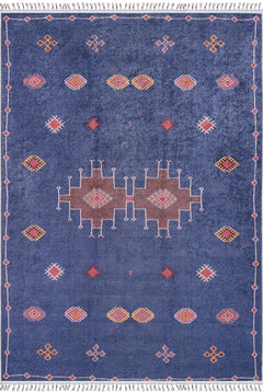 Navy Geometric Area Rug – Digital Print, Non Slip, Antibacterial Carpet