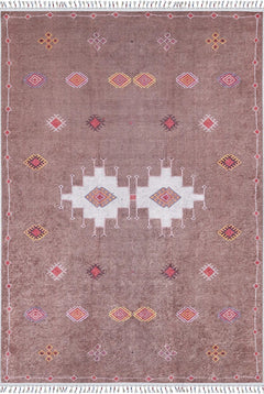 Brown Geometric Area Rug – Digital Print Non Slip Carpet for Living Room