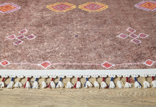 Brown Geometric Area Rug – Digital Print Non Slip Carpet for Living Room