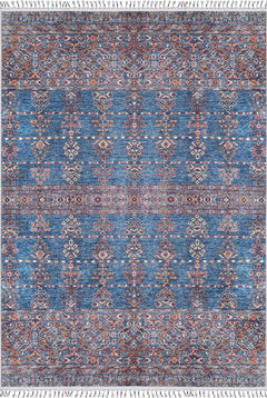 Digital Print Area Rug – Blue Classic Non Slip Antibacterial Carpet for Living Room