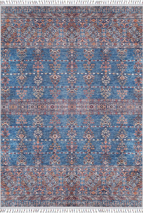 Digital Print Area Rug – Blue Classic Non Slip Antibacterial Carpet for Living Room