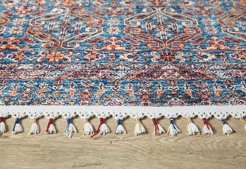 Digital Print Area Rug – Blue Classic Non Slip Antibacterial Carpet for Living Room