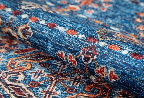 Digital Print Area Rug – Blue Classic Non Slip Antibacterial Carpet for Living Room