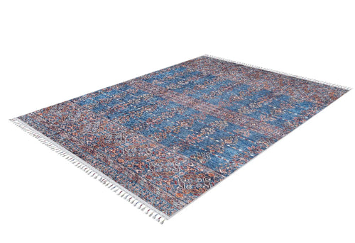 Digital Print Area Rug – Blue Classic Non Slip Antibacterial Carpet for Living Room