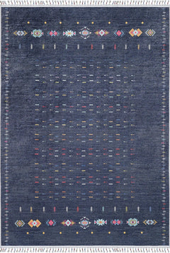 Modern Digital Print Rug – Navy Area Rug | Non Slip, Antibacterial Carpet