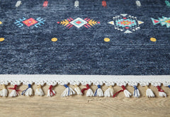 Modern Digital Print Rug – Navy Area Rug | Non Slip, Antibacterial Carpet