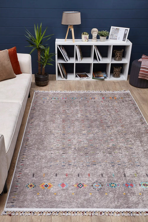 Modern Digital Area Rug - Brown Non Slip Antibacterial Washable Carpet