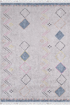 Grey Geometric Area Rug – Digital Print, Non Slip, Antibacterial Carpet for Modern Living Room