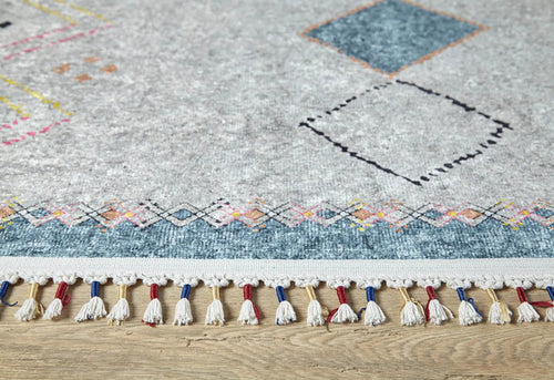 Grey Geometric Area Rug – Digital Print, Non Slip, Antibacterial Carpet for Modern Living Room