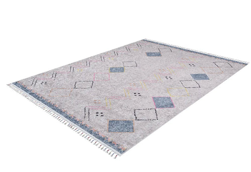 Grey Geometric Area Rug – Digital Print, Non Slip, Antibacterial Carpet for Modern Living Room