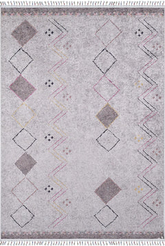 Grey Geometric Area Rug - Digital Print Rug | Non Slip, Antibacterial Floor Carpet