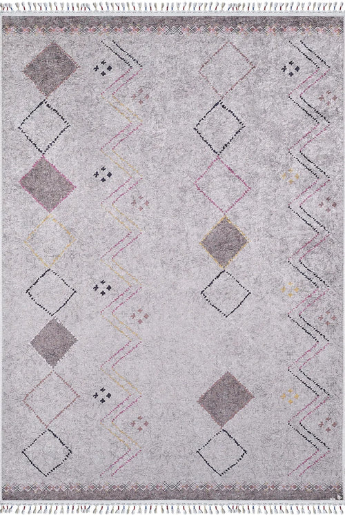 Grey Geometric Area Rug - Digital Print Rug | Non Slip, Antibacterial Floor Carpet