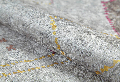 Grey Geometric Area Rug - Digital Print Rug | Non Slip, Antibacterial Floor Carpet