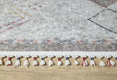 Grey Geometric Area Rug - Digital Print Rug | Non Slip, Antibacterial Floor Carpet