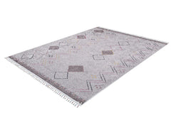 Grey Geometric Area Rug - Digital Print Rug | Non Slip, Antibacterial Floor Carpet