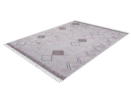 Grey Geometric Area Rug - Digital Print Rug | Non Slip, Antibacterial Floor Carpet