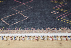 Navy Geometric Area Rug – Digital Print, Non Slip, Washable Carpet for Living Room