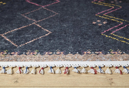 Navy Geometric Area Rug – Digital Print, Non Slip, Washable Carpet for Living Room