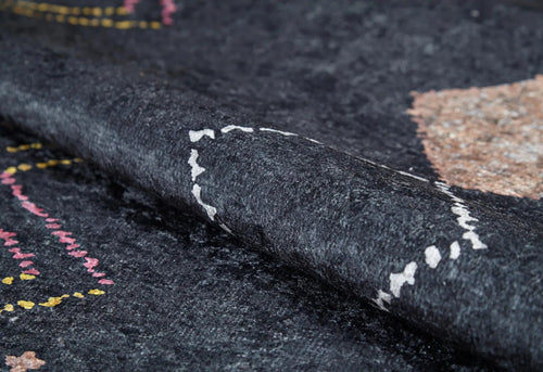 Navy Geometric Area Rug – Digital Print, Non Slip, Washable Carpet for Living Room