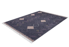 Navy Geometric Area Rug – Digital Print, Non Slip, Washable Carpet for Living Room
