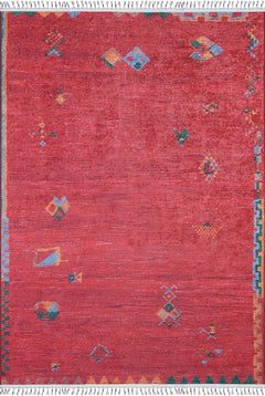 Modern Area Rug | Red Digital Print Carpet - Non Slip Washable Floor Rug