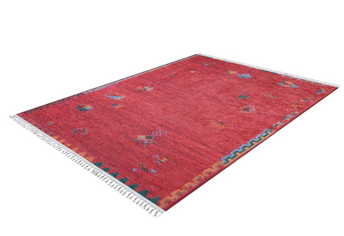 Modern Area Rug | Red Digital Print Carpet - Non Slip Washable Floor Rug