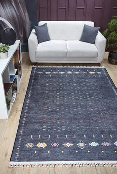 Trzcinsko Black Modern Digital Print Area Rug