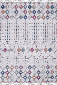 Grey Geometric Area Rug - Digital Print Non Slip Carpet for Living Room