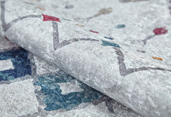 Grey Geometric Area Rug - Digital Print Non Slip Carpet for Living Room