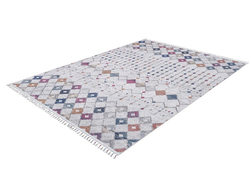 Grey Geometric Area Rug - Digital Print Non Slip Carpet for Living Room